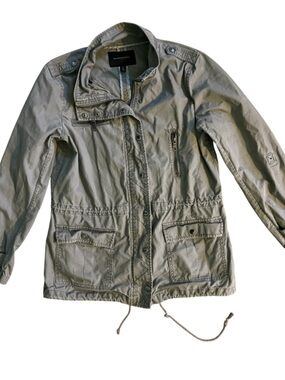Banana Republic Ripstop Anorack Jacket Women’s Medium Petite Gray Military Cargo